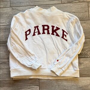 Women's Parke  White Sweatshirt with Red Lettering